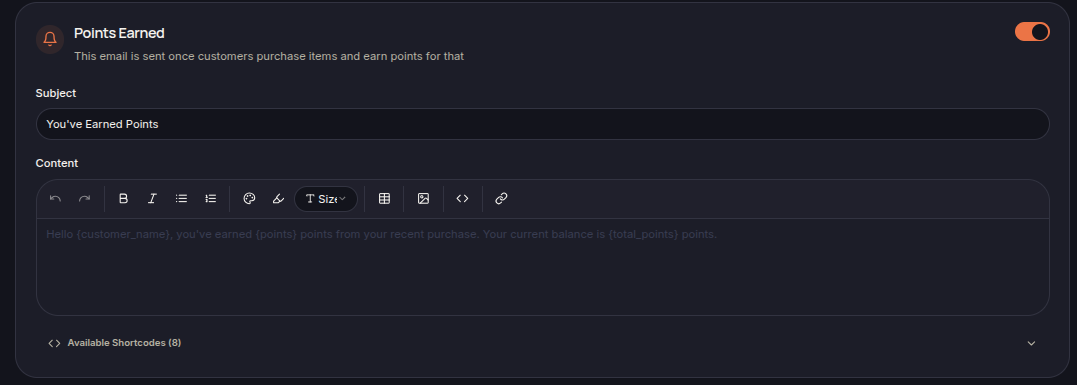 Points Earned
