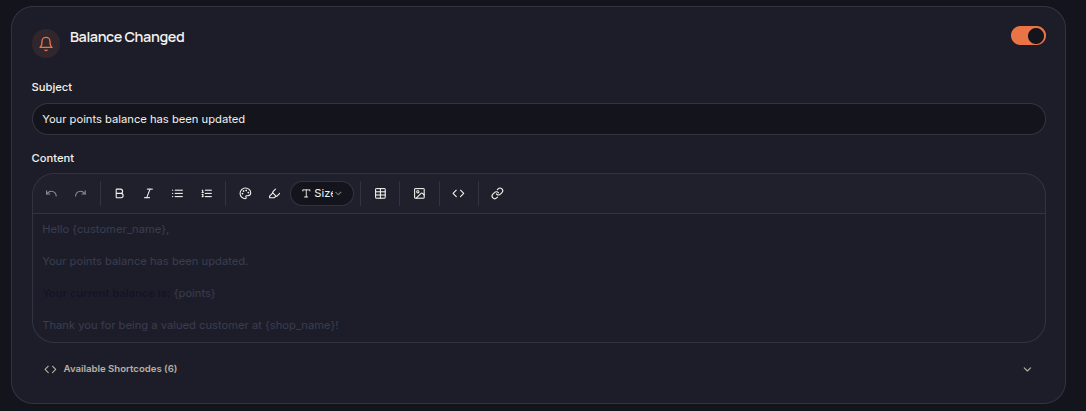 Balance Changed