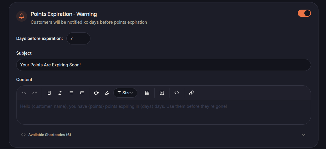 Points Expiration – Warning