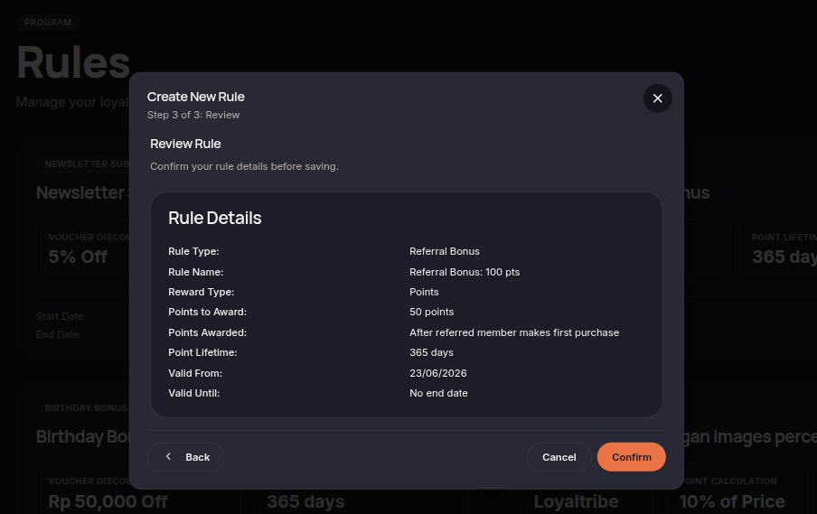 Confirm Referral Bonus