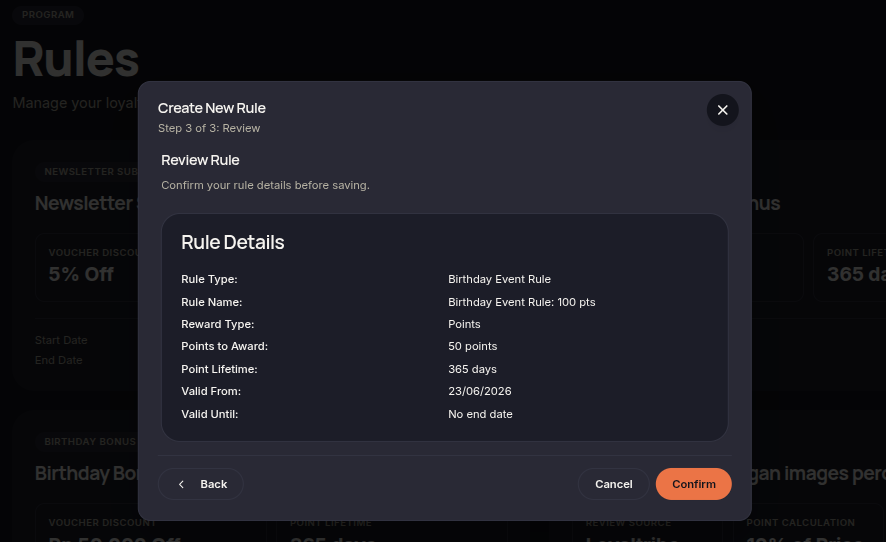 Confirm Birthday Bonus