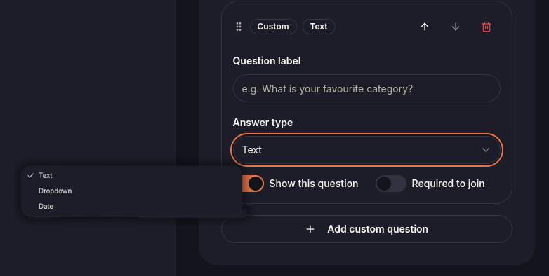 custom question